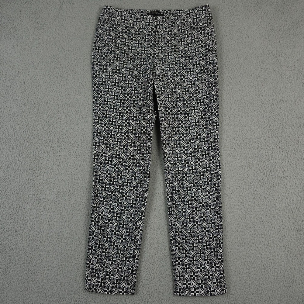 Talbots Pants Women 2 Black White Geo Star Hampshire Stretch Career Office Ankle - Picture 1 of 12